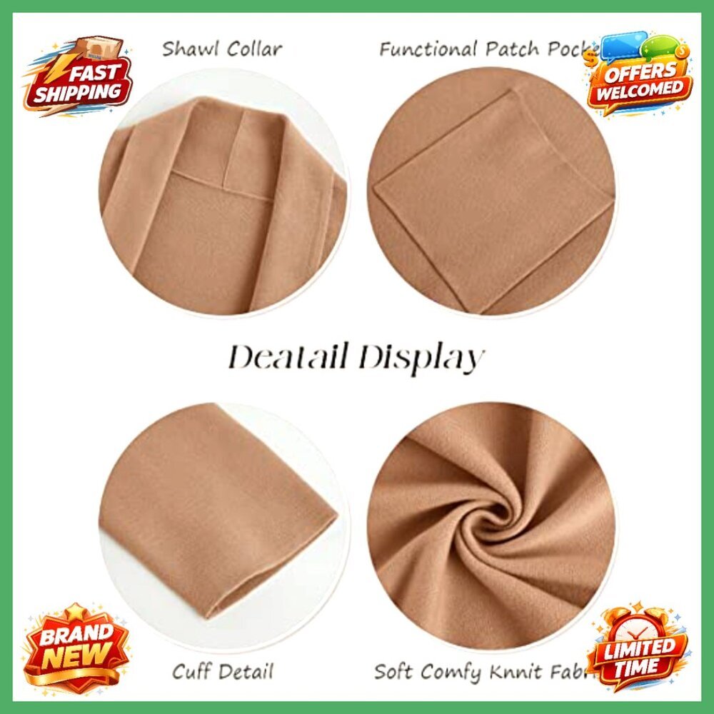 Oversized Long Sleeve Maxi Cardigan Open Front Knit Sweater Coat with Pockets - Picture 5 of 7